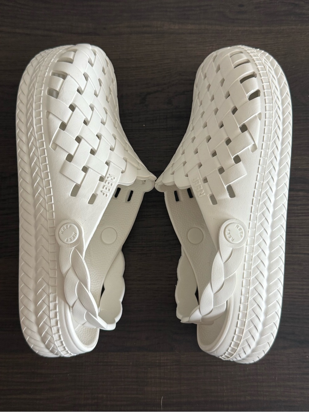 Reef White Woven Slip-On Sandals